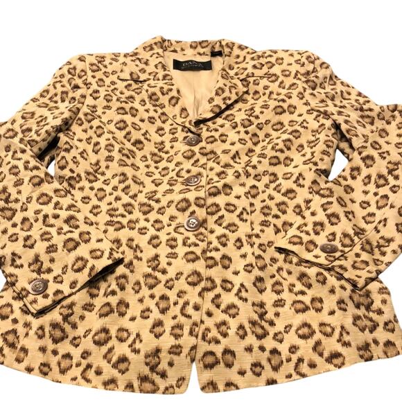 Dana Buchman Cheetah Print Silk Blazer Woman Size 6 Animal Print Lined Buttons - Picture 4 of 11